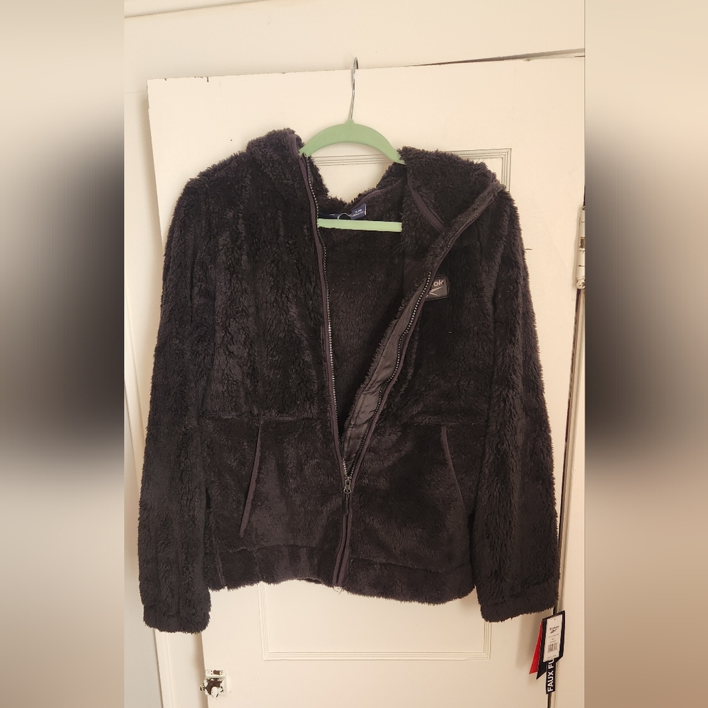 NWT Reebok Faux Fur Hooded Zip Jacket